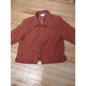 Christopher & Banks Women Fall Jacket Size XL Orange Soft Microfiber 3/4 Sleeve